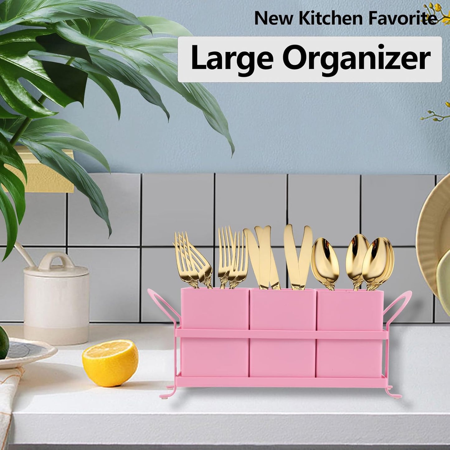 Flatware, Cutlery,Kitchen Utensil & Silverware Caddy Organizer Bin Holder for Forks, Spoons, Knives - Perfect for Kitchen Countertop- Black