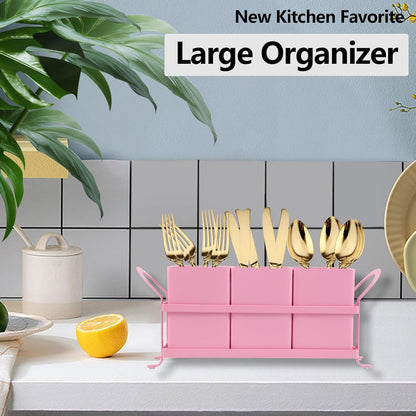 Flatware, Cutlery,Kitchen Utensil & Silverware Caddy Organizer Bin Holder for Forks, Spoons, Knives - Perfect for Kitchen Countertop- Black