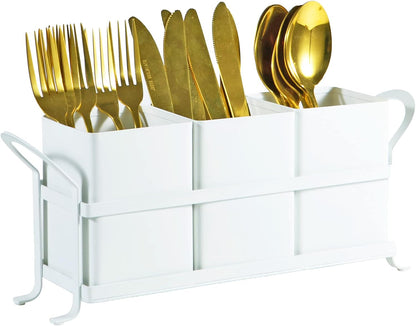 Flatware, Cutlery,Kitchen Utensil & Silverware Caddy Organizer Bin Holder for Forks, Spoons, Knives - Perfect for Kitchen Countertop- Black
