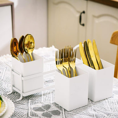 Flatware, Cutlery,Kitchen Utensil & Silverware Caddy Organizer Bin Holder for Forks, Spoons, Knives - Perfect for Kitchen Countertop- Black