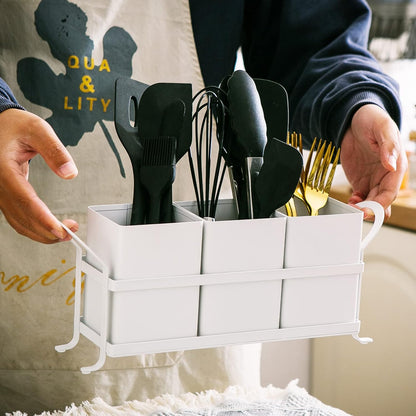 Flatware, Cutlery,Kitchen Utensil & Silverware Caddy Organizer Bin Holder for Forks, Spoons, Knives - Perfect for Kitchen Countertop- Black
