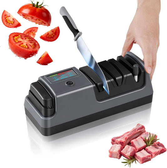 𝑼𝒑𝒈𝒓𝒂𝒅𝒆𝒅 5 in 1 Electric Knife and Scissor Sharpener, Electric Knife Sharpeners for Kitchen Knives, 3 Speeds Fast Knives Sharpening, Diamond Abrasives & LCD Display