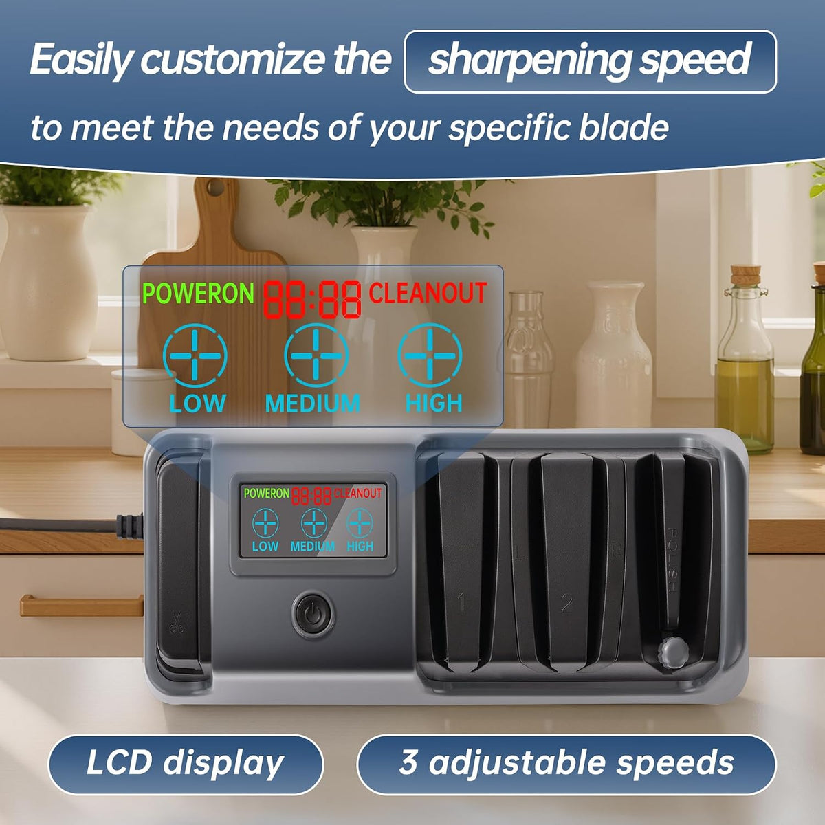 𝑼𝒑𝒈𝒓𝒂𝒅𝒆𝒅 5 in 1 Electric Knife and Scissor Sharpener, Electric Knife Sharpeners for Kitchen Knives, 3 Speeds Fast Knives Sharpening, Diamond Abrasives & LCD Display