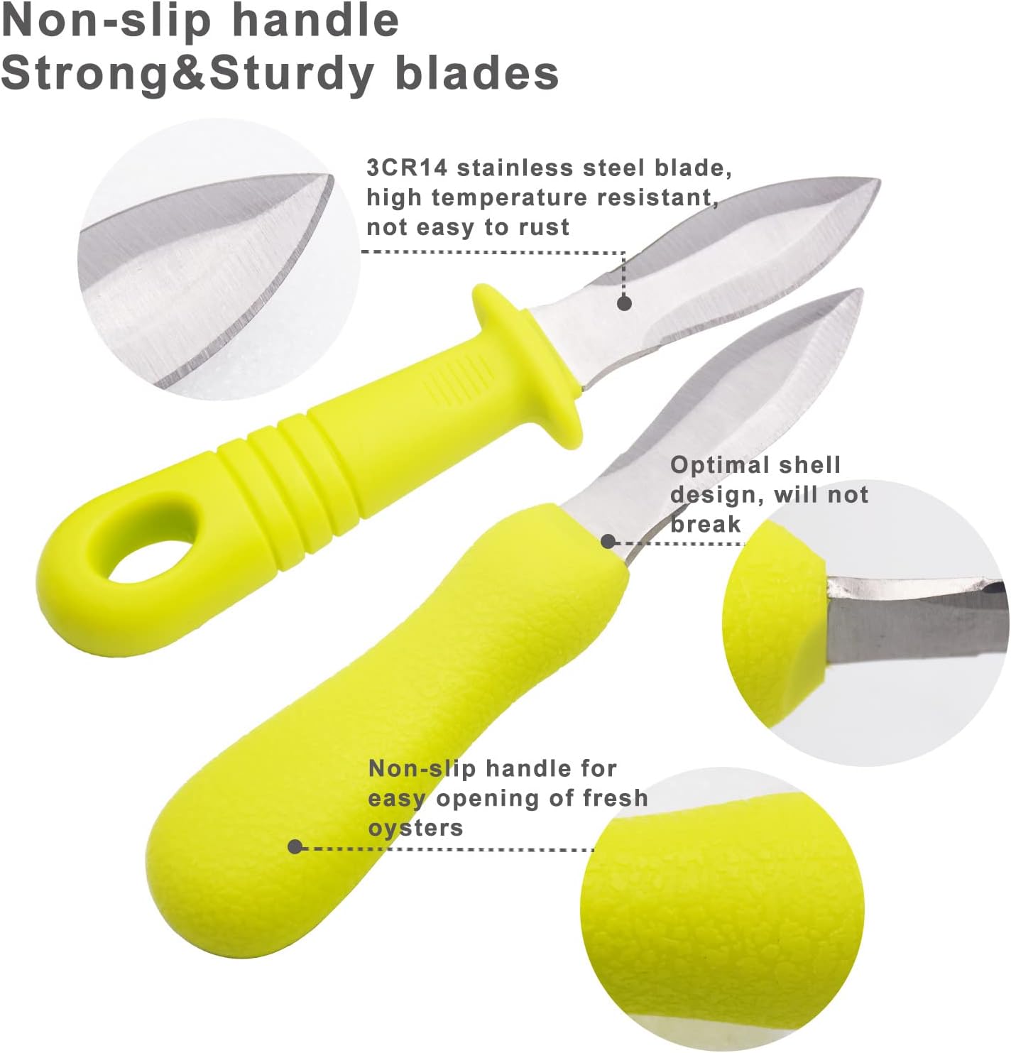 Oyster Shucking Kit - Knife Set With Stainless Steel Blade and Non-slip Handle (2 Knives + 2 Gloves)