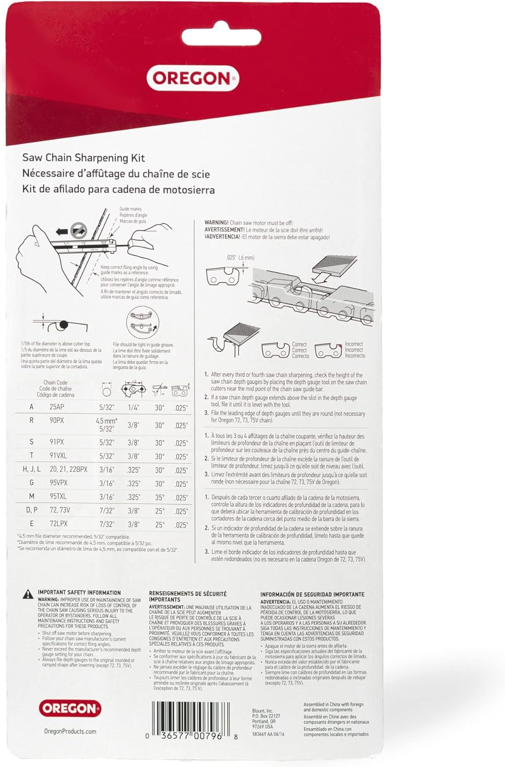 104004 Chainsaw Sharpening Kits, 5/32"