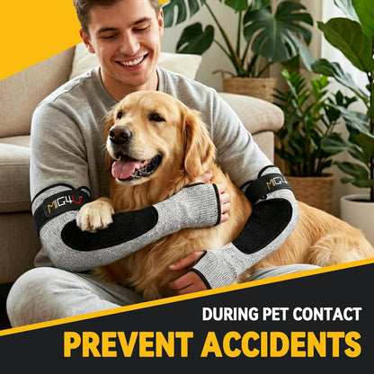Cut Resistant Sleeves with Leather Patches, Arm Safety Protection for Men and Women Thin Skin, Anti Puncture Level 5 Protective Arm Sleeve in Gardening, Farm, Welding, 18''