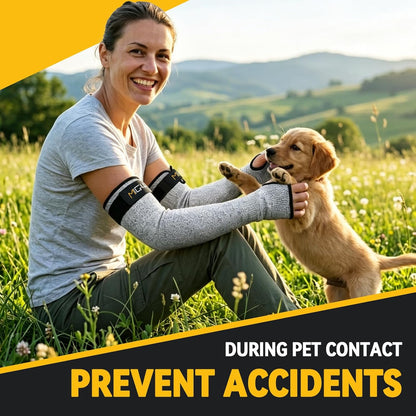 Cut Resistant Sleeves with Leather Patches, Arm Safety Protection for Men and Women Thin Skin, Anti Puncture Level 5 Protective Arm Sleeve in Gardening, Farm, Welding, 18''