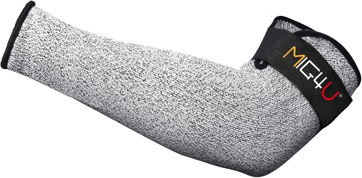Cut Resistant Sleeves with Leather Patches, Arm Safety Protection for Men and Women Thin Skin, Anti Puncture Level 5 Protective Arm Sleeve in Gardening, Farm, Welding, 18''
