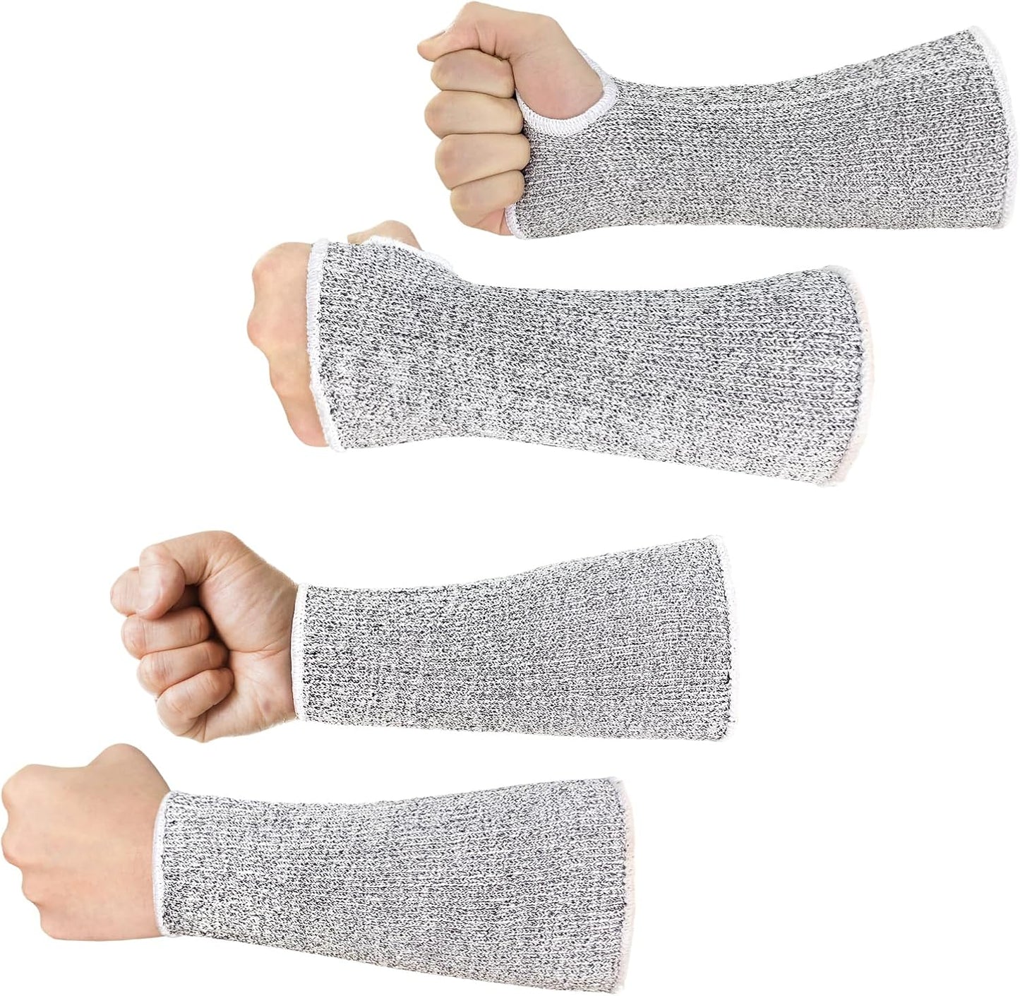 Cut Resistant Sleeves with Leather Patches, Arm Safety Protection for Men and Women Thin Skin, Anti Puncture Level 5 Protective Arm Sleeve in Gardening, Farm, Welding, 18''