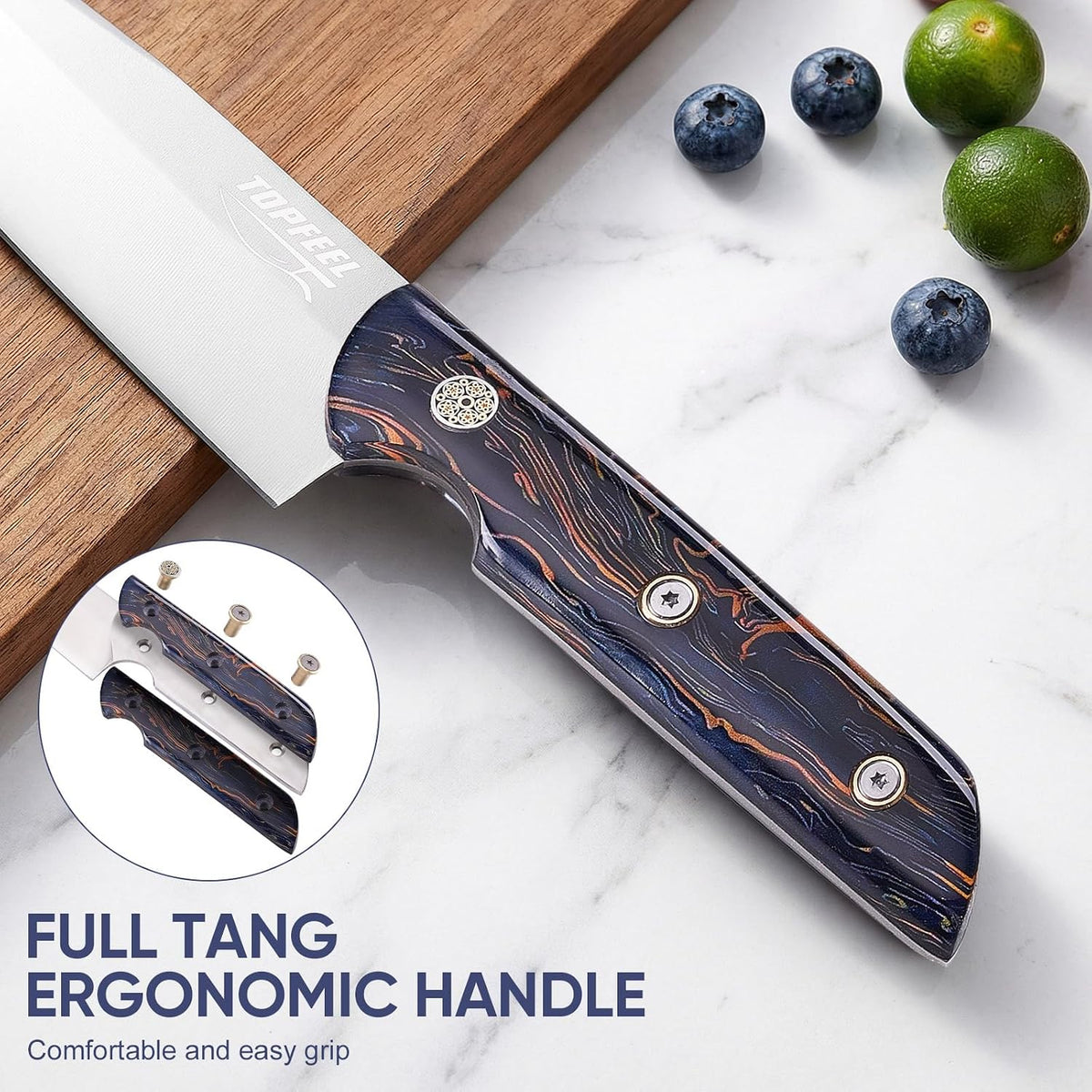 3-Piece Kitchen Knife Set, 5Cr15MoV High Carbon Stainless Steel