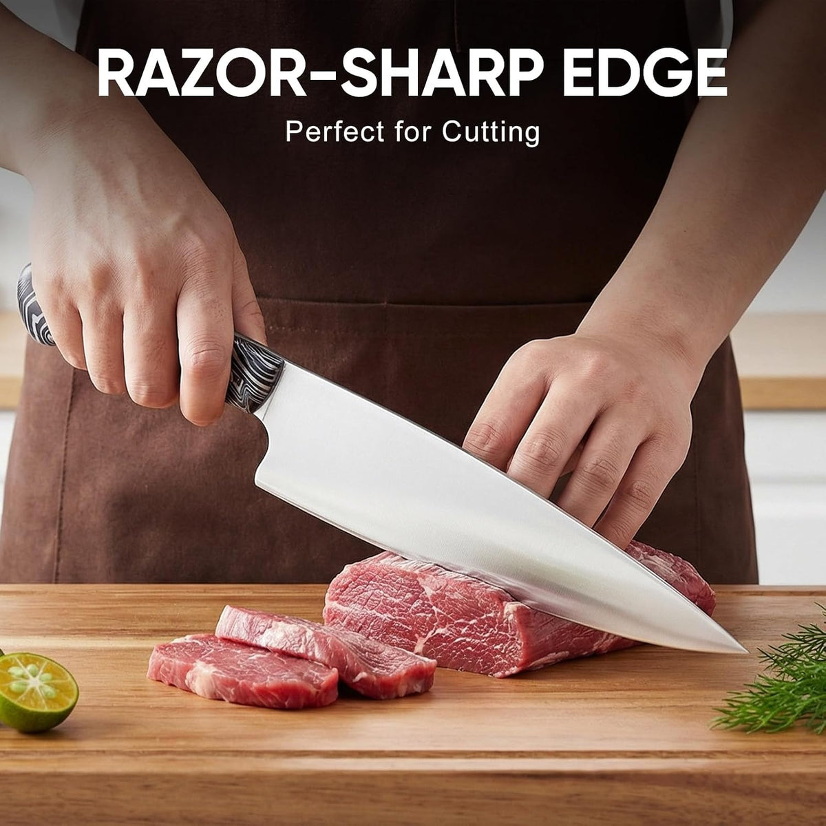 3-Piece Kitchen Knife Set, 5Cr15MoV High Carbon Stainless Steel