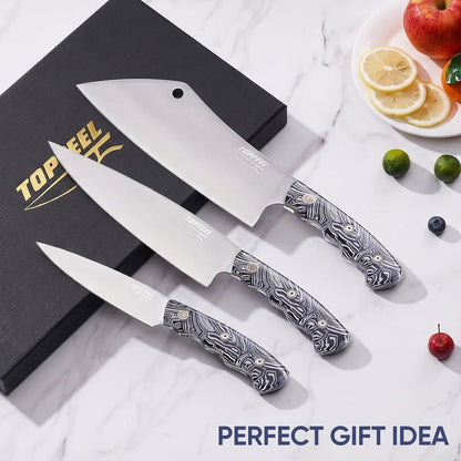 3-Piece Kitchen Knife Set, 5Cr15MoV High Carbon Stainless Steel