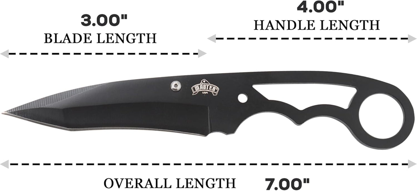 – Fixed Blade Neck Knife – Stainless Steel Blade & Handle, Hard Nylon Fiber Sheath w/Lanyard, Full Tang Construction, Tactical, EDC, Self Defense (Tan)