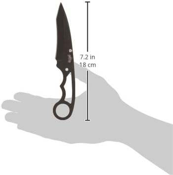 – Fixed Blade Neck Knife – Stainless Steel Blade & Handle, Hard Nylon Fiber Sheath w/Lanyard, Full Tang Construction, Tactical, EDC, Self Defense (Tan)