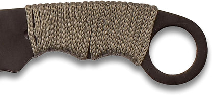 – Fixed Blade Neck Knife – Stainless Steel Blade & Handle, Hard Nylon Fiber Sheath w/Lanyard, Full Tang Construction, Tactical, EDC, Self Defense (Tan)