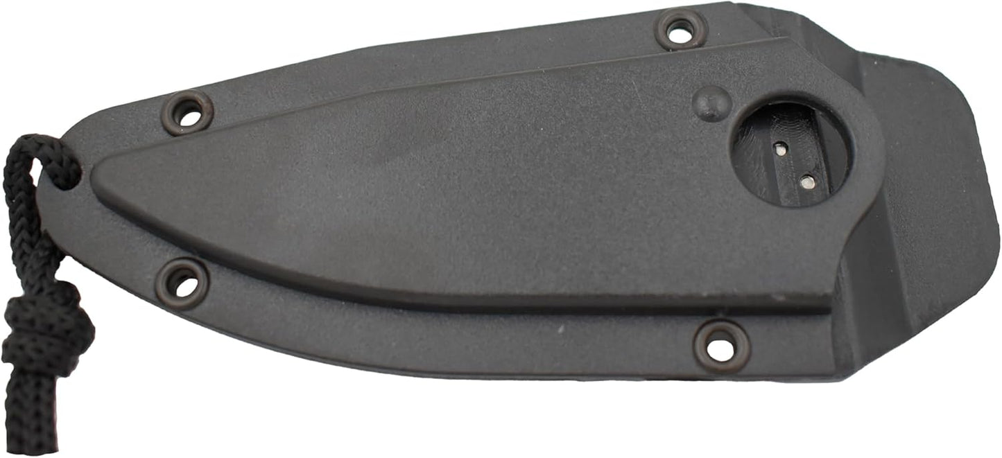 – Fixed Blade Neck Knife – Stainless Steel Blade & Handle, Hard Nylon Fiber Sheath w/Lanyard, Full Tang Construction, Tactical, EDC, Self Defense (Tan)