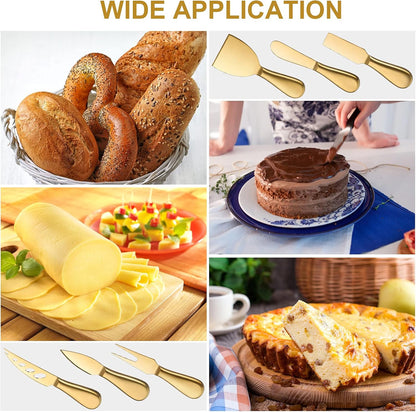 Stainless Steel Cheese Knives Set, Cheese Tools with Cheese Slicer and Cheese Cutters for Kitchen (Gold,6 Pieces)