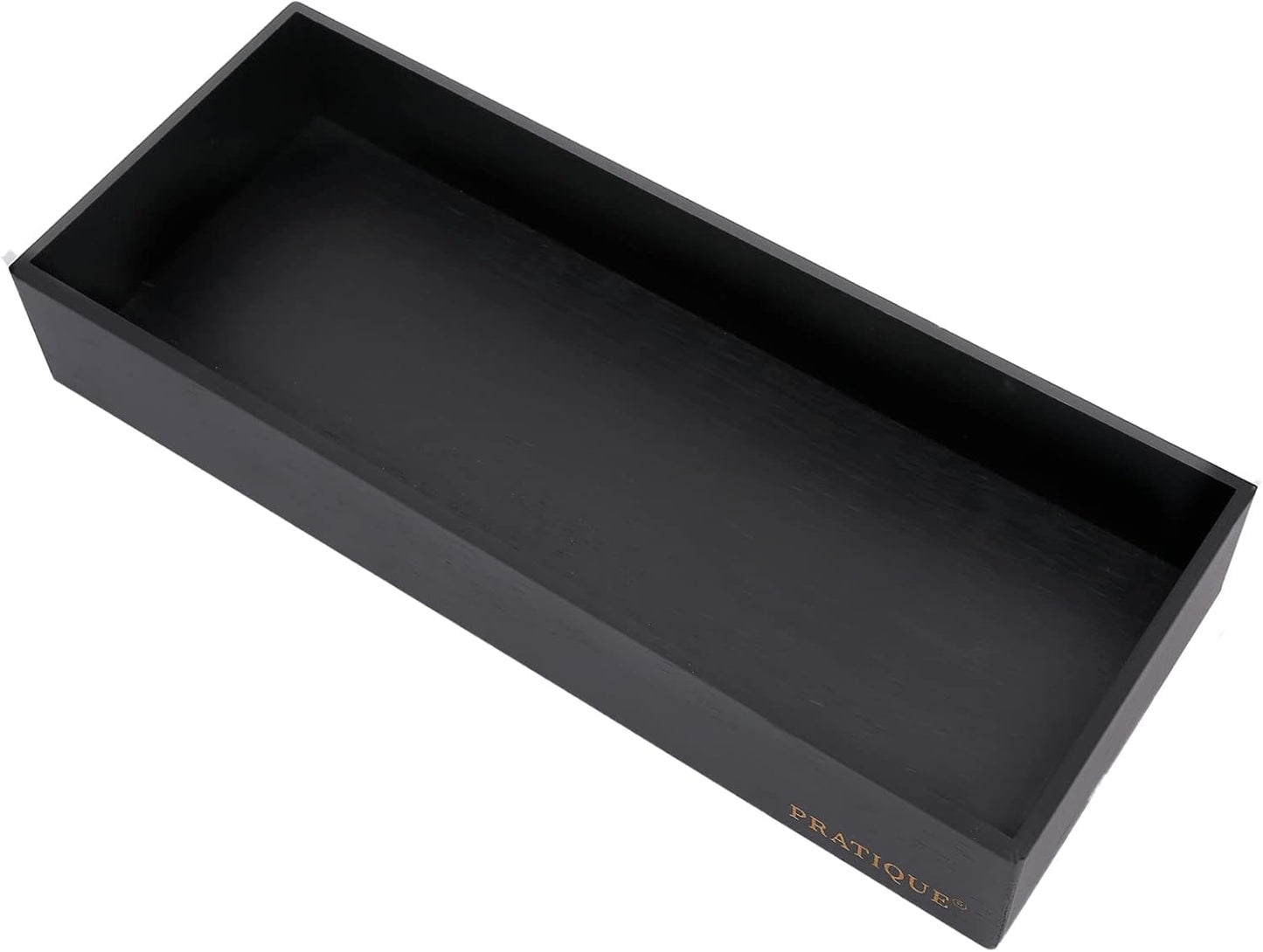 Bamboo Drawer Organizer - Kitchen Utensil Organizer Silverware Tray Cutlery Holder，Office Desk Supplies and Accessories,15 * 5.9 * 2.6,Black
