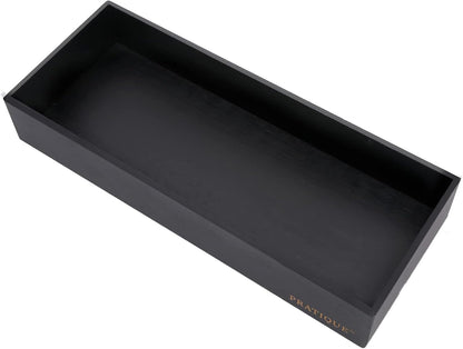 Bamboo Drawer Organizer - Kitchen Utensil Organizer Silverware Tray Cutlery Holder，Office Desk Supplies and Accessories,15 * 5.9 * 2.6,Black