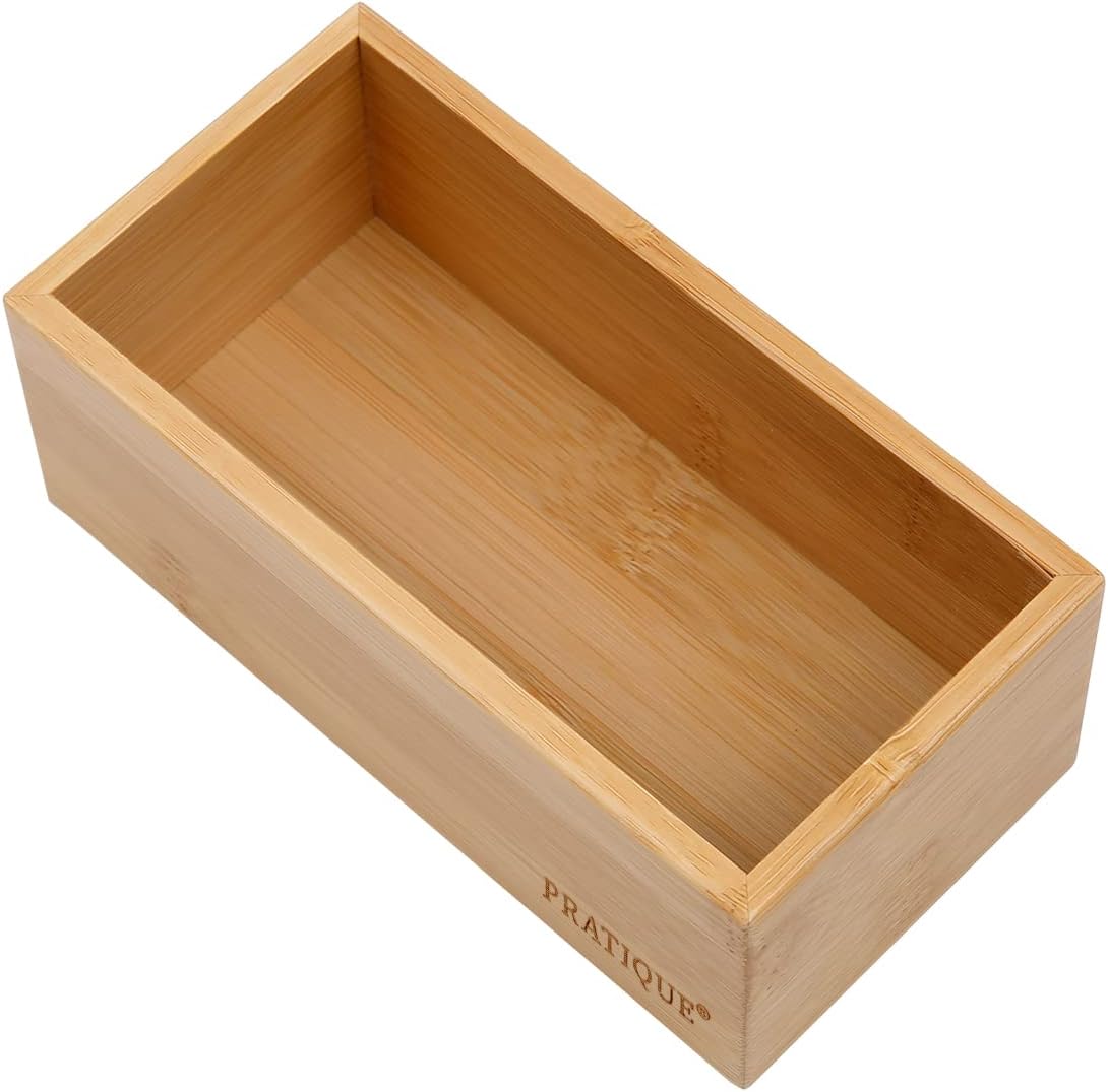 Bamboo Drawer Organizer - Kitchen Utensil Organizer Silverware Tray Cutlery Holder，Office Desk Supplies and Accessories,15 * 5.9 * 2.6,Black
