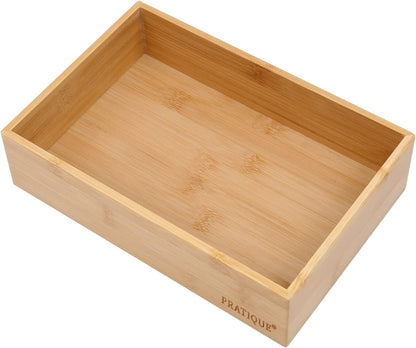 Bamboo Drawer Organizer - Kitchen Utensil Organizer Silverware Tray Cutlery Holder，Office Desk Supplies and Accessories,15 * 5.9 * 2.6,Black