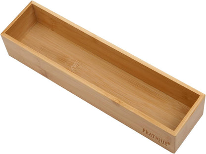 Bamboo Drawer Organizer - Kitchen Utensil Organizer Silverware Tray Cutlery Holder，Office Desk Supplies and Accessories,15 * 5.9 * 2.6,Black