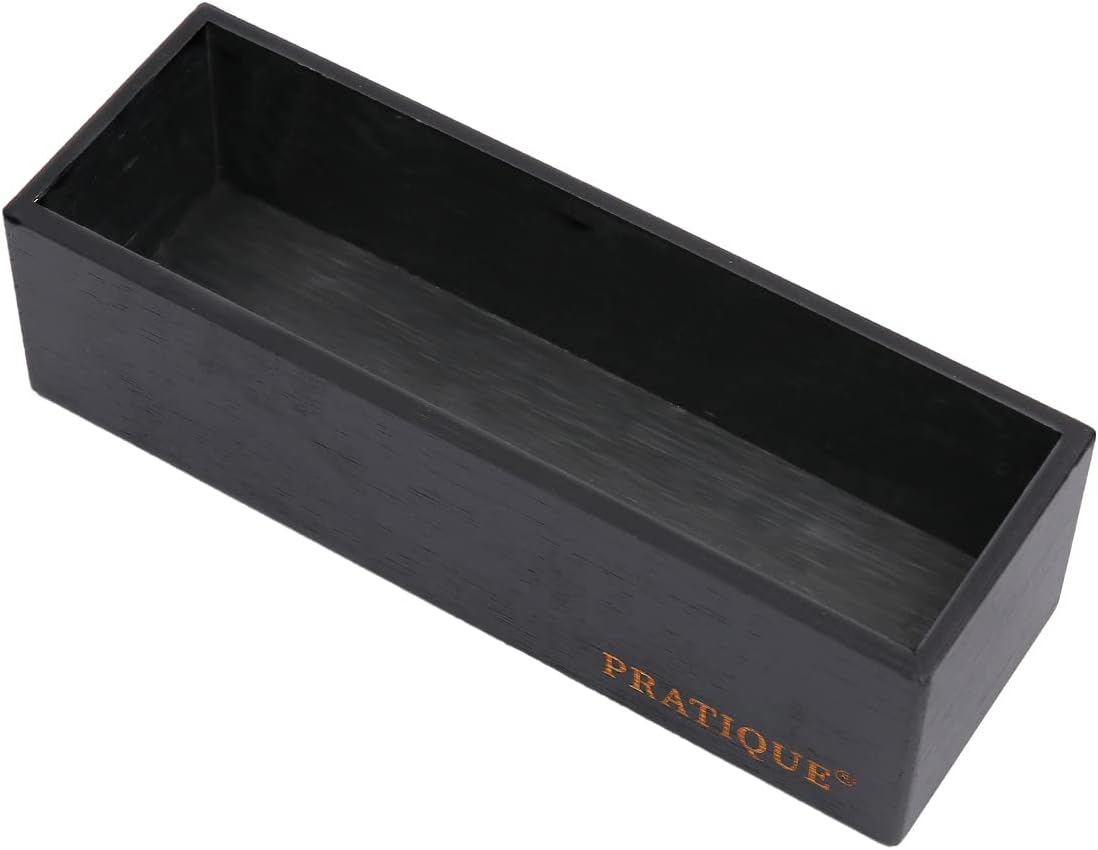 Bamboo Drawer Organizer - Kitchen Utensil Organizer Silverware Tray Cutlery Holder，Office Desk Supplies and Accessories,15 * 5.9 * 2.6,Black