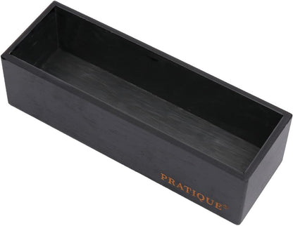 Bamboo Drawer Organizer - Kitchen Utensil Organizer Silverware Tray Cutlery Holder，Office Desk Supplies and Accessories,15 * 5.9 * 2.6,Black