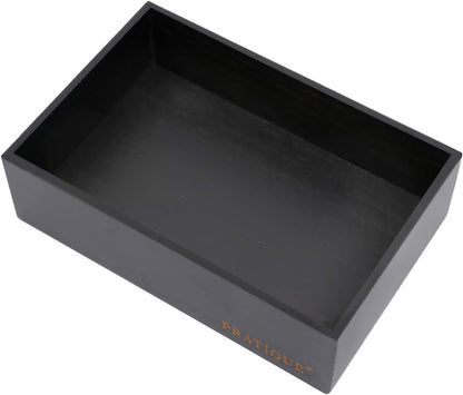 Bamboo Drawer Organizer - Kitchen Utensil Organizer Silverware Tray Cutlery Holder，Office Desk Supplies and Accessories,15 * 5.9 * 2.6,Black