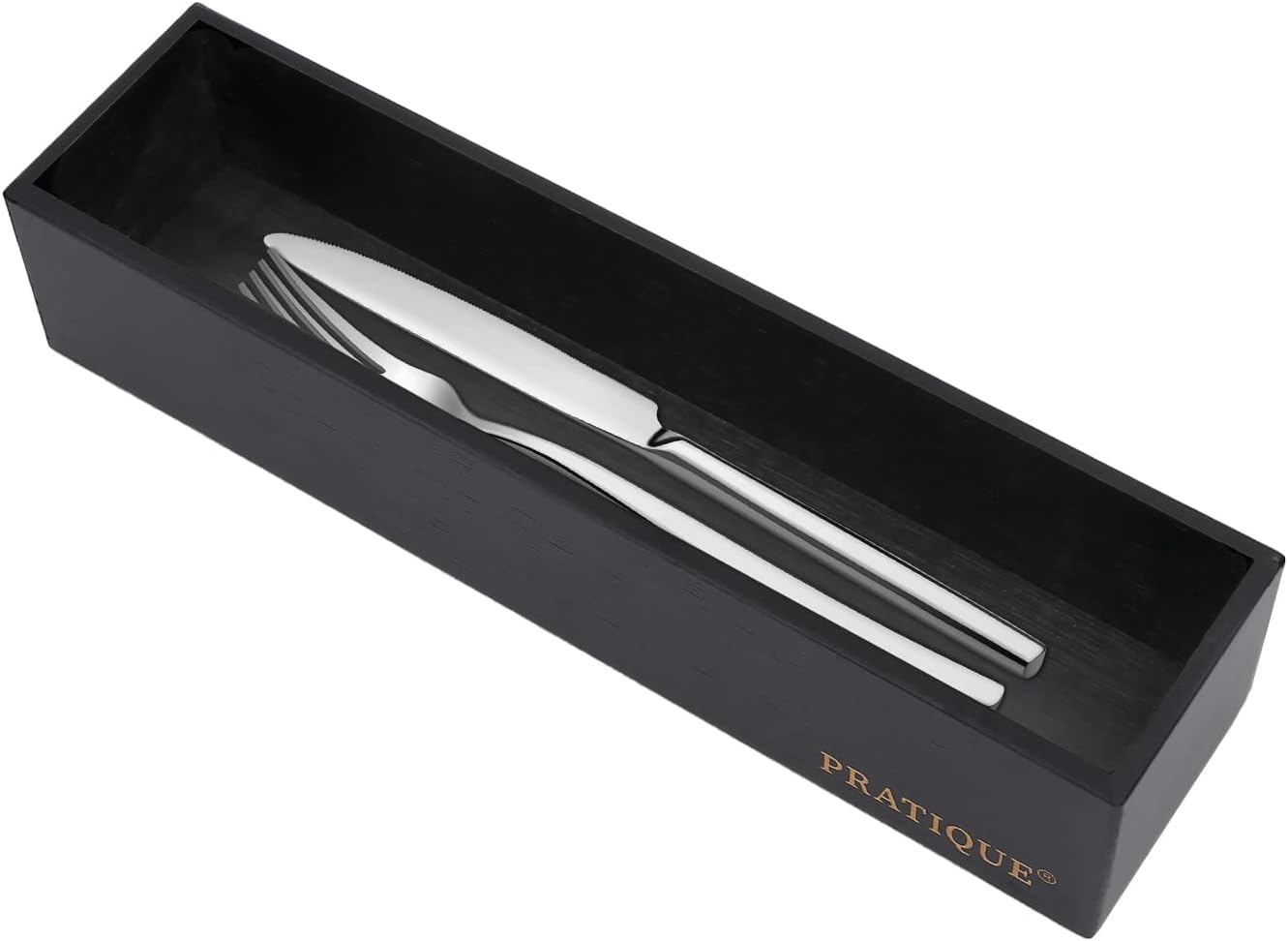 Bamboo Drawer Organizer - Kitchen Utensil Organizer Silverware Tray Cutlery Holder，Office Desk Supplies and Accessories,15 * 5.9 * 2.6,Black