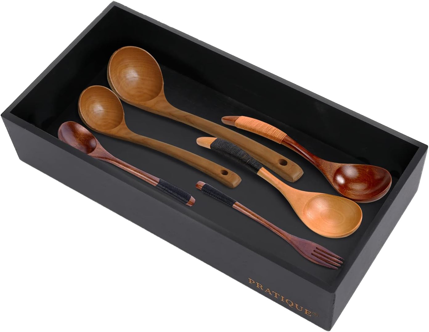 Bamboo Drawer Organizer - Kitchen Utensil Organizer Silverware Tray Cutlery Holder，Office Desk Supplies and Accessories,15 * 5.9 * 2.6,Black