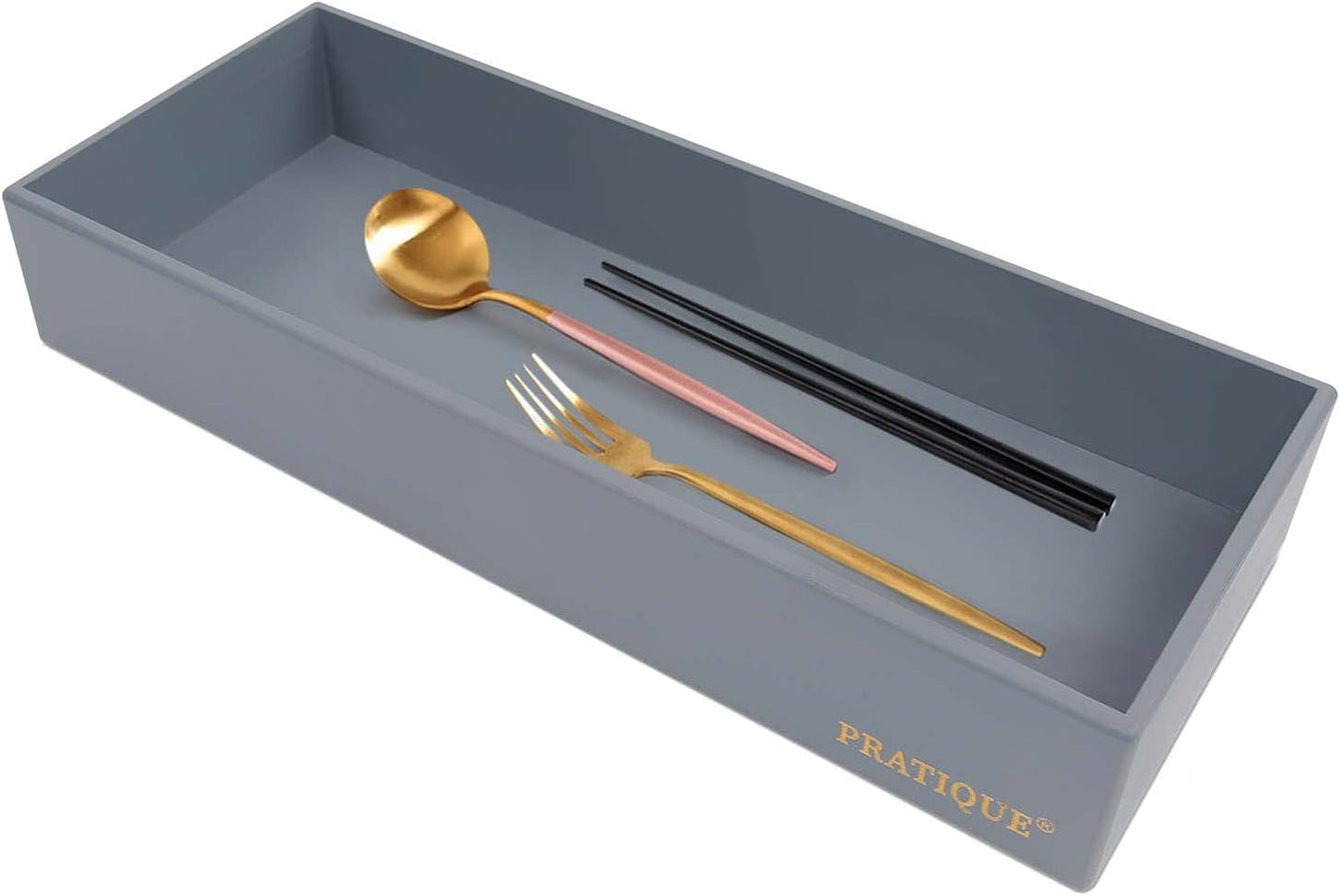 Bamboo Drawer Organizer - Kitchen Utensil Organizer Silverware Tray Cutlery Holder，Office Desk Supplies and Accessories,15 * 5.9 * 2.6,Black
