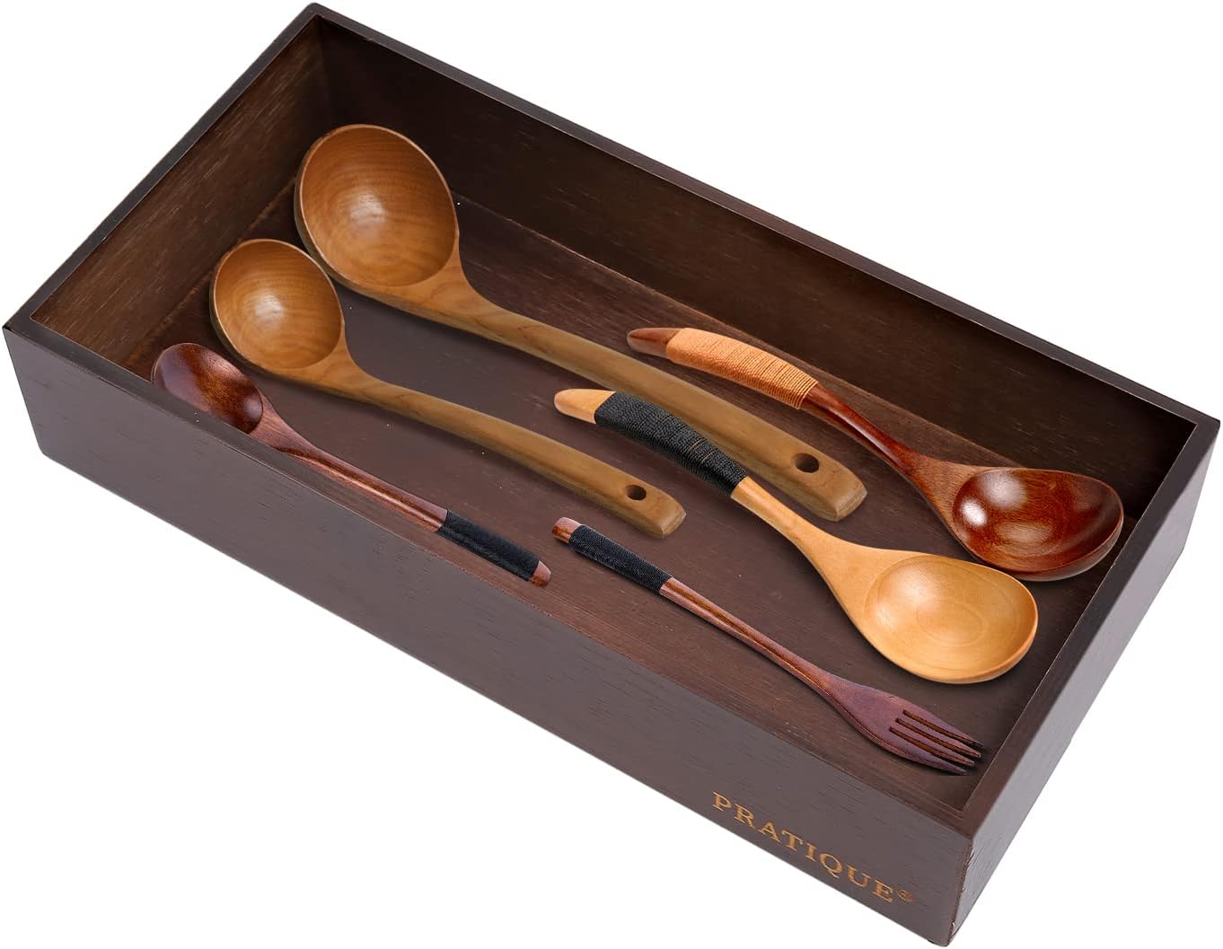 Bamboo Drawer Organizer - Kitchen Utensil Organizer Silverware Tray Cutlery Holder，Office Desk Supplies and Accessories,15 * 5.9 * 2.6,Black