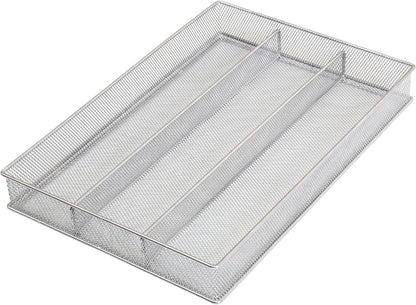 Metal Silverware Organizer for In-Drawer Cutlery Storage, 6 Compartment Mesh Cutlery Flatware Tray Sorts Kitchen Utensils, Great for Office Supplies 1132s