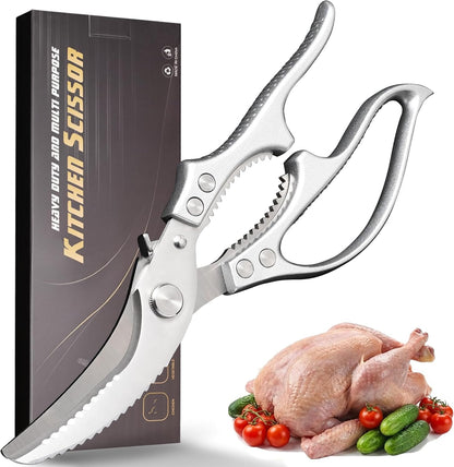 Kitchen Scissors 2-Pack, All-Purpose Heavy Duty Sharp Stainless Steel Shears, Dishwasher Safe Food Scissors for Chicken Bones, Poultry, Herbs & More, Kitchen Shears Set with Bottle Opener