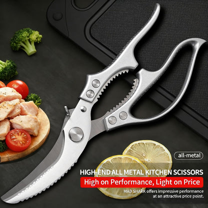 Kitchen Scissors 2-Pack, All-Purpose Heavy Duty Sharp Stainless Steel Shears, Dishwasher Safe Food Scissors for Chicken Bones, Poultry, Herbs & More, Kitchen Shears Set with Bottle Opener