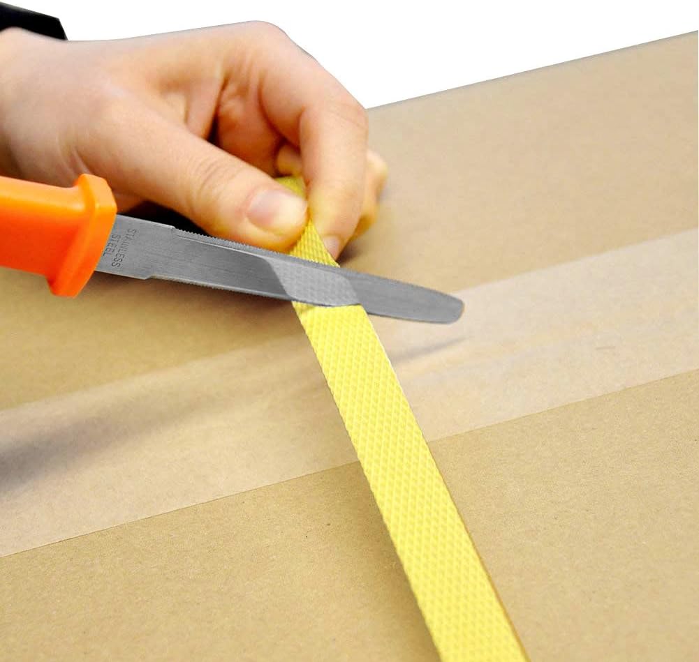 Cardboard Cutter with Blade Cover - 7.5" Box Cutter Utility Knife for Breaking Down Boxes & Opening Packages - Made in Japan, Orange