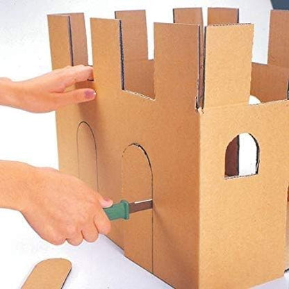 Cardboard Cutter with Blade Cover - 7.5" Box Cutter Utility Knife for Breaking Down Boxes & Opening Packages - Made in Japan, Orange