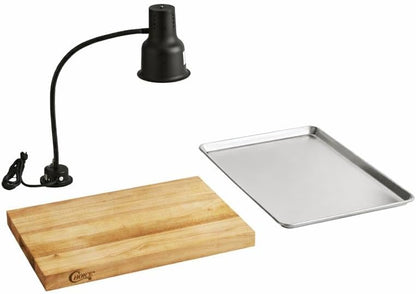 Carving Station Kit with Heat Lamp, Cutting Board & Drip Pan – 120V, 250W | Commercial Food Warming & Carving Station (Gold, 24 Inch)