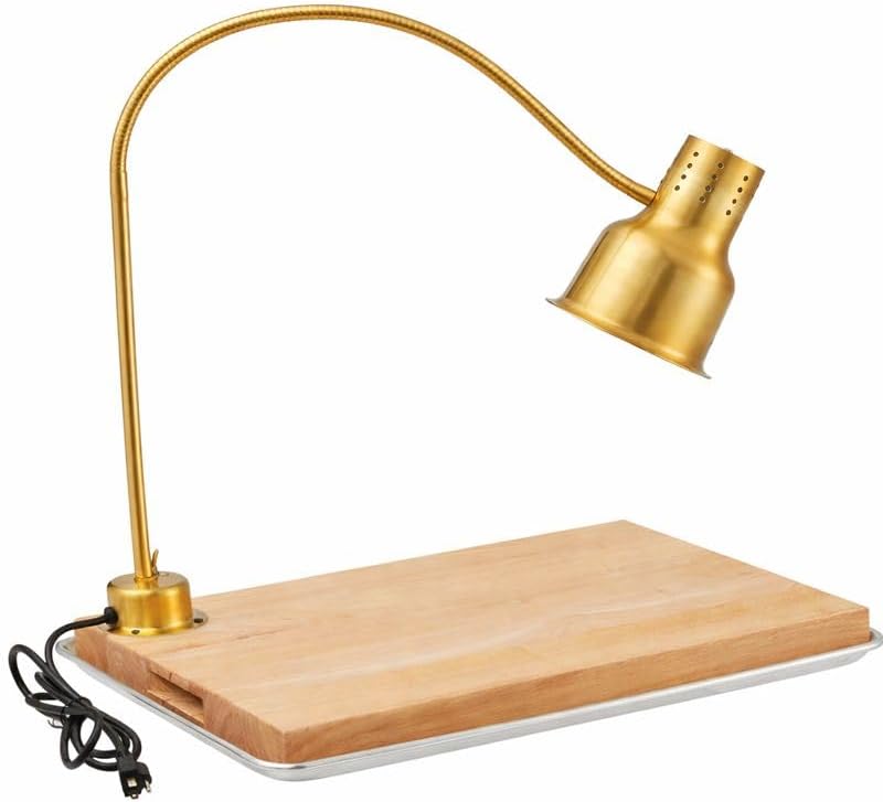 Carving Station Kit with Heat Lamp, Cutting Board & Drip Pan – 120V, 250W | Commercial Food Warming & Carving Station (Gold, 24 Inch)