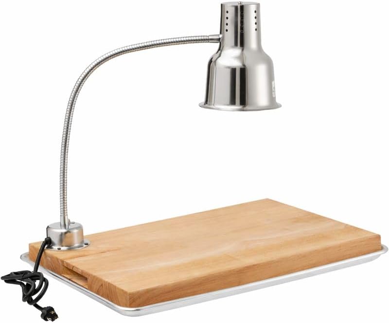 Carving Station Kit with Heat Lamp, Cutting Board & Drip Pan – 120V, 250W | Commercial Food Warming & Carving Station (Gold, 24 Inch)