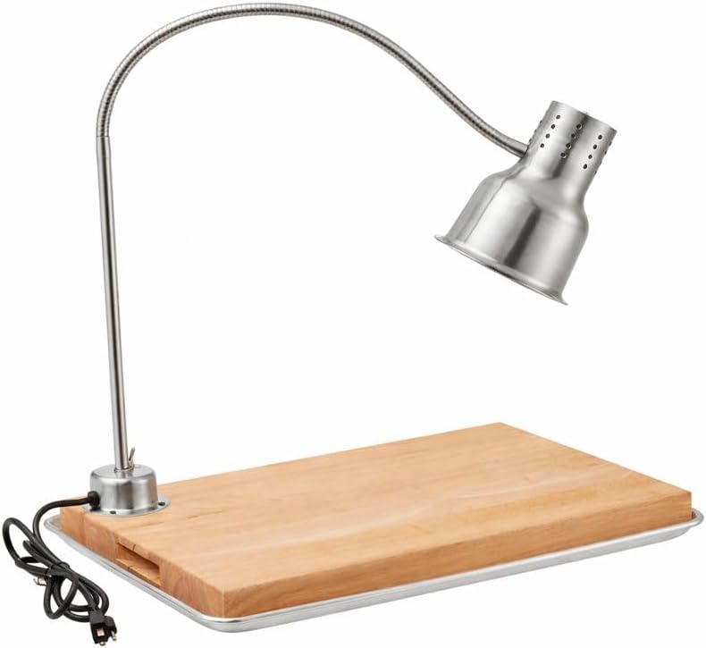 Carving Station Kit with Heat Lamp, Cutting Board & Drip Pan – 120V, 250W | Commercial Food Warming & Carving Station (Gold, 24 Inch)
