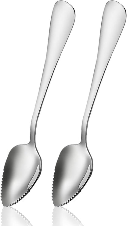 Grapefruit Spoon Serrated Edge Grapefruit Knife Stainless Steel Grapefruit Utensil Tool Dessert Spoons for Citrus Lemon Kiwi Salads Melon Lime Pitaya Apple Fruit Puree (2 PCS)