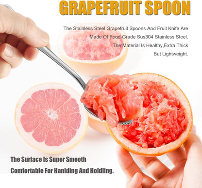 Grapefruit Spoon Serrated Edge Grapefruit Knife Stainless Steel Grapefruit Utensil Tool Dessert Spoons for Citrus Lemon Kiwi Salads Melon Lime Pitaya Apple Fruit Puree (2 PCS)