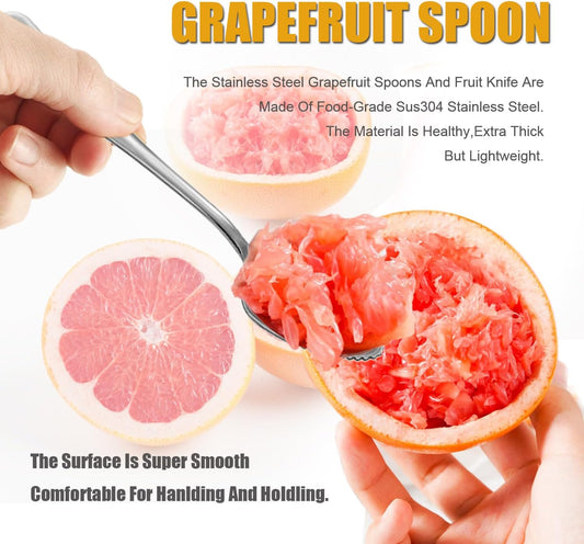 Grapefruit Spoon Serrated Edge Grapefruit Knife Stainless Steel Grapefruit Utensil Tool Dessert Spoons for Citrus Lemon Kiwi Salads Melon Lime Pitaya Apple Fruit Puree (2 PCS)