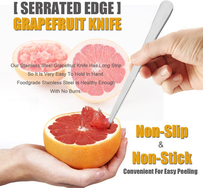 Grapefruit Spoon Serrated Edge Grapefruit Knife Stainless Steel Grapefruit Utensil Tool Dessert Spoons for Citrus Lemon Kiwi Salads Melon Lime Pitaya Apple Fruit Puree (2 PCS)