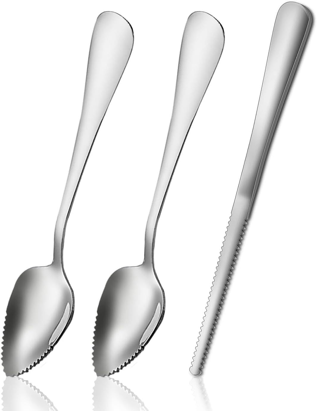 Grapefruit Spoon Serrated Edge Grapefruit Knife Stainless Steel Grapefruit Utensil Tool Dessert Spoons for Citrus Lemon Kiwi Salads Melon Lime Pitaya Apple Fruit Puree (2 PCS)