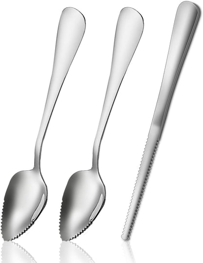 Grapefruit Spoon Serrated Edge Grapefruit Knife Stainless Steel Grapefruit Utensil Tool Dessert Spoons for Citrus Lemon Kiwi Salads Melon Lime Pitaya Apple Fruit Puree (2 PCS)