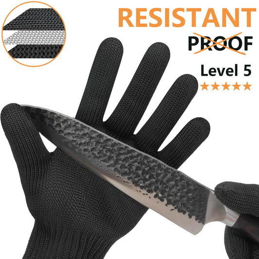 Cut Resistant Gloves Food Grade, Level 5 Protection,Safety Dexterity Cutting Gloves with Stainless Steel Wire for Kitchen Chefs Butchers Meat Cutting Mandoline Oyster Shucking Garden Wood Carving, L