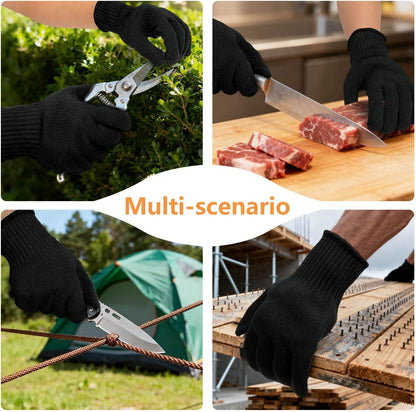 Cut Resistant Gloves Food Grade, Level 5 Protection,Safety Dexterity Cutting Gloves with Stainless Steel Wire for Kitchen Chefs Butchers Meat Cutting Mandoline Oyster Shucking Garden Wood Carving, L